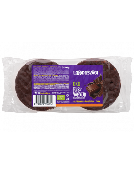 KAST 12tk! Loodusvägi ÖKO riisivahvel tumeda šokolaadi 100 g NL-BIO-01