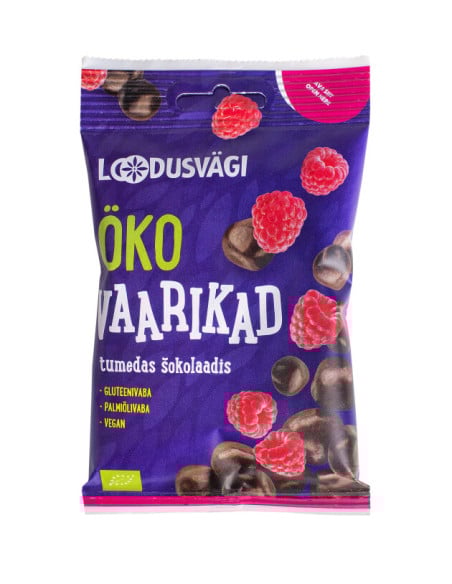 Loodusvägi ÖKO näks vaarikad tumeda šokolaadi 50g AT-BIO-402